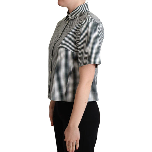 Dolce & Gabbana Elegant Checkered Cotton Polo Top Dolce & Gabbana Dark Slate Gray