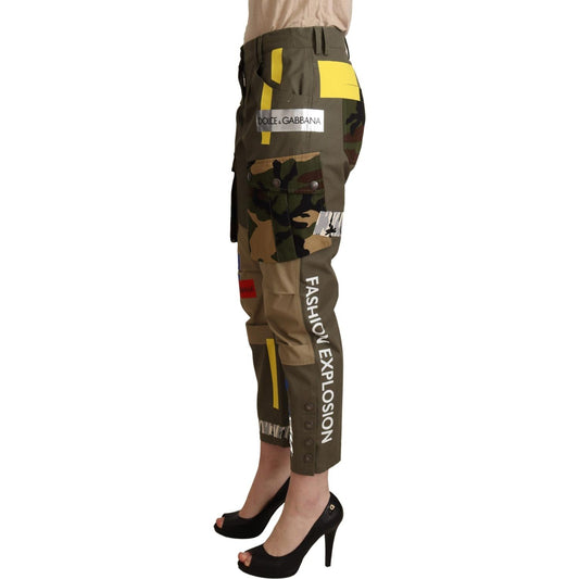 Dolce & Gabbana Chic Multicolor Patched Cargo Pants Jeans & Pants Dolce & Gabbana Dark Slate Gray