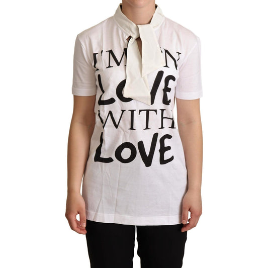 Dolce & Gabbana Chic White Love Motif Silk-Blend Tee Dolce & Gabbana Gray