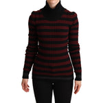 Dolce & Gabbana Black Red Striped Wool Pullover Sweater
