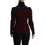 Dolce & Gabbana Black Red Striped Wool Pullover Sweater