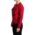 Dolce & Gabbana Pink Embroidered Cashmere Wool Pullover Sweater
