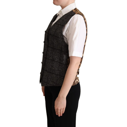 Dolce & Gabbana Elegant Leopard Print Sleeveless Vest Dolce & Gabbana Black