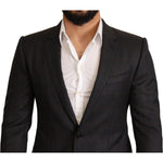 Dolce & Gabbana Gray Check Wool Slim Fit Blazer Jacket
