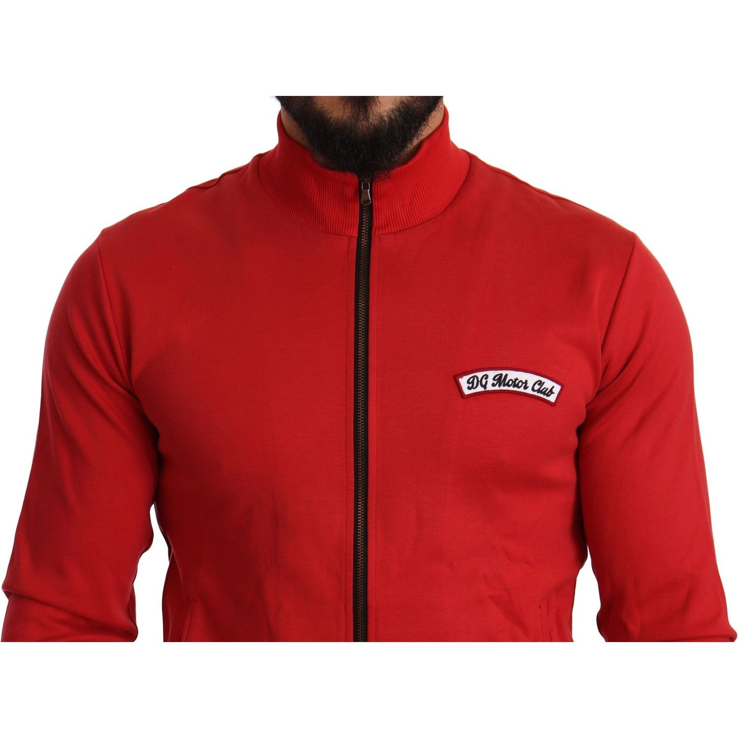 Dolce & Gabbana Red DG Motor Club Zipper Stretch Sweater MAN SWEATERS