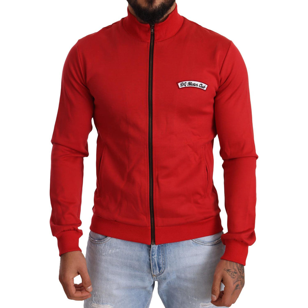 Dolce & Gabbana Red DG Motor Club Zipper Stretch Sweater MAN SWEATERS