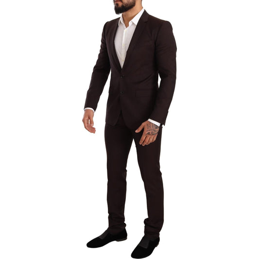 Dolce & Gabbana Elegant Bordeaux Striped Martini Suit Suit Dolce & Gabbana Black