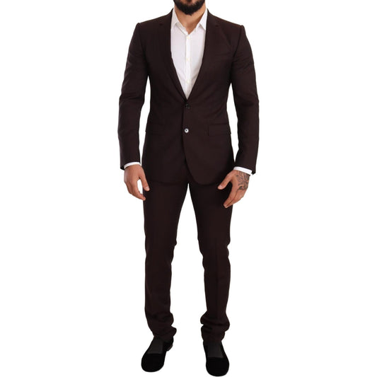 Dolce & Gabbana Elegant Bordeaux Striped Martini Suit Suit Dolce & Gabbana Black