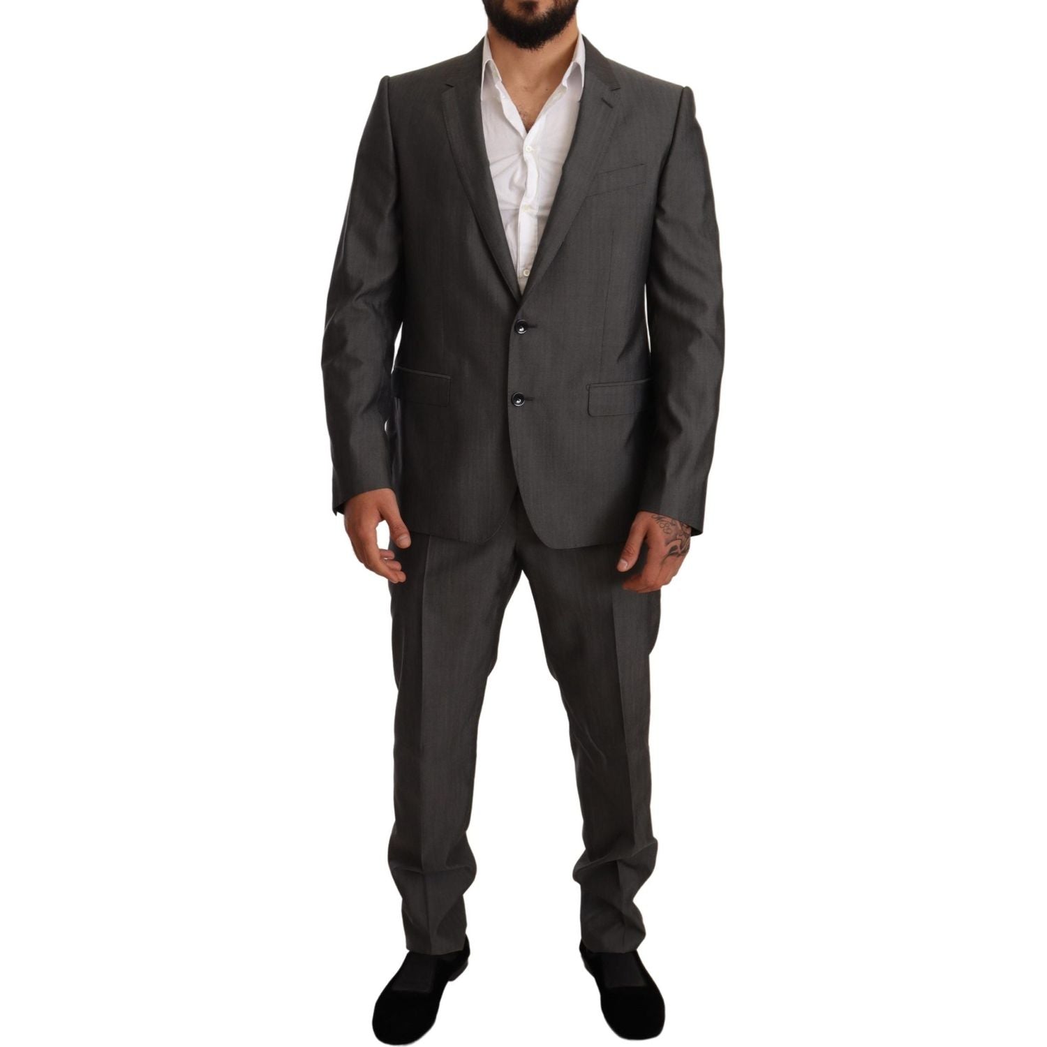 Dolce & Gabbana Gray Metallic MARTINI Slim Fit Set Suit