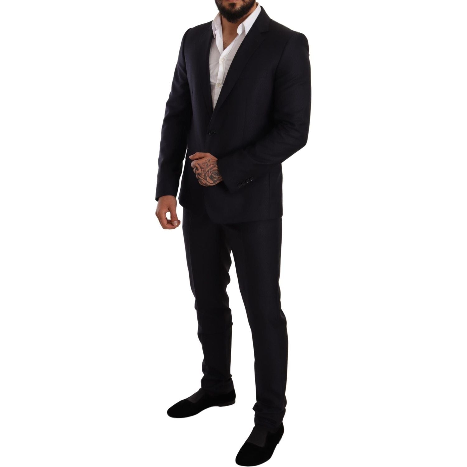 Dolce & Gabbana Blue Pattern MARTINI SLIM FIT 2 Piece Suit