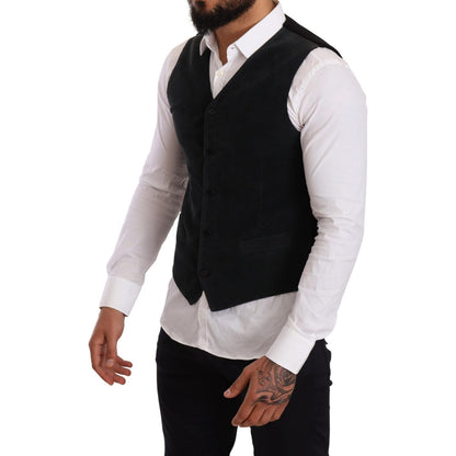 Dolce & Gabbana Black Cotton Single Breasted Waistcoat