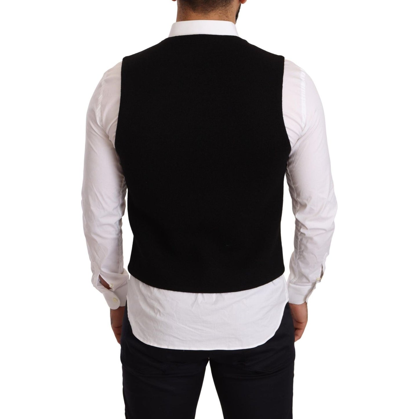 Dolce & Gabbana Black Cotton Single Breasted Waistcoat