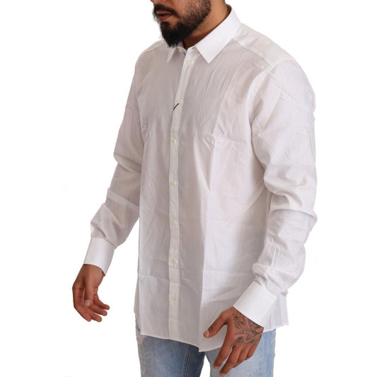 Dolce & Gabbana White Cotton Martini Fit Shirt MAN SHIRTS Dolce & Gabbana Gray