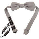 Dolce & Gabbana Silver Gray 100% Silk Adjustable Neck Papillon Bow Tie Bow Tie
