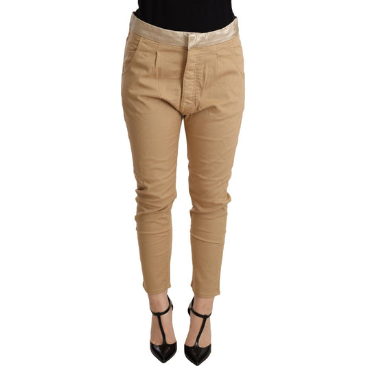 CYCLE Beige Mid Waist Slim Fit Skinny Stretch Trouser WOMAN TROUSERS