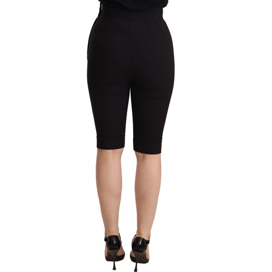 Dolce & Gabbana Black Wool Stretch Slim Fit High Waist Shorts Shorts