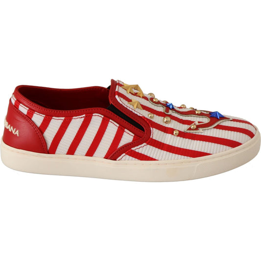 Dolce & Gabbana Stripe Print Studded Loafers WOMAN LOAFERS Dolce & Gabbana Gray