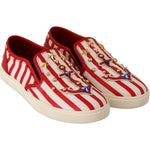 Dolce & Gabbana Red White Anchor Studded Loafers Shoes WOMAN LOAFERS