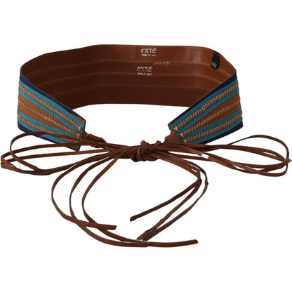 Exte Brown Leather Wide Waistband Tie Fastening Belt WOMAN BELTS