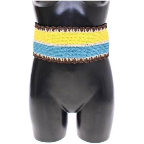 Dolce & Gabbana Yellow Striped Wide Waist Raffia Belt MAN BELTS