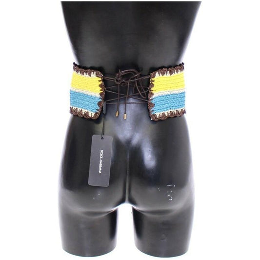 Dolce & Gabbana Runway Woven Raffia-Style Corset Belt MAN BELTS Dolce & Gabbana Dark Slate Gray