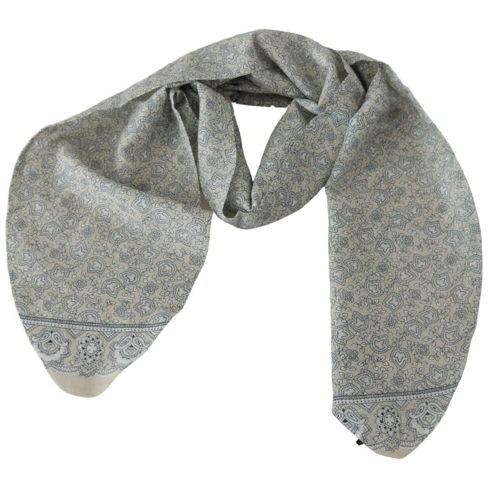 Ermanno Scervino Elegant Silk-Cotton Blend Waist Belt Wrap Shawl Scarves Ermanno Scervino Light Slate Gray