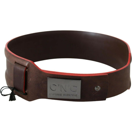 Costume National Elegant Dark Brown Leather Fashion Belt WOMAN BELTS Costume National Dark Slate Gray