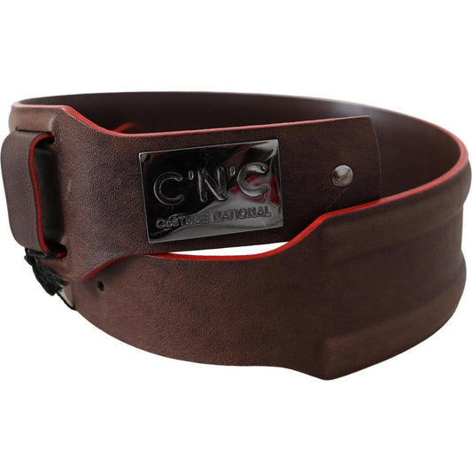 Costume National Elegant Dark Brown Leather Fashion Belt WOMAN BELTS Costume National Dark Slate Gray
