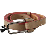 Costume National Beige Leather Silver Logo Buckle Waist Belt WOMAN BELTS