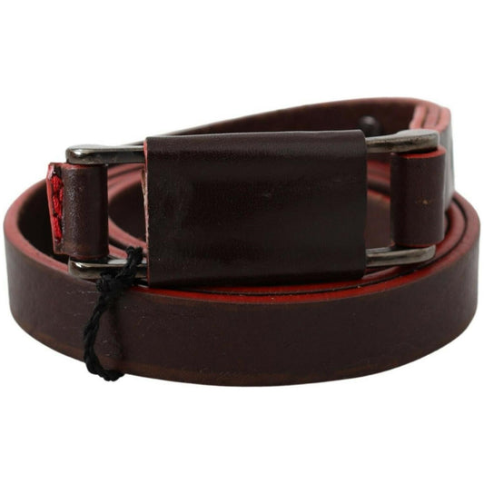 Costume National Elegant Brown Leather Fashion Belt WOMAN BELTS Costume National Black