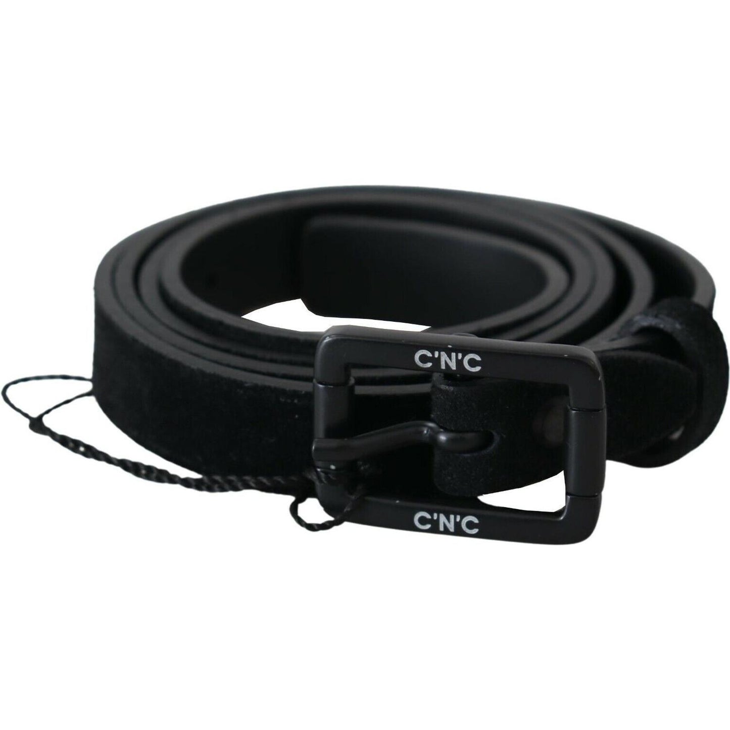 Costume National Black Leather Velvet Square Buckle Waist WOMAN BELTS