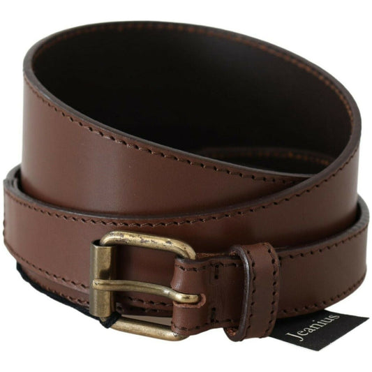 PLEIN SUD Chic Brown Leather Fashion Belt with Bronze-Tone Hardware WOMAN BELTS PLEIN SUD Black