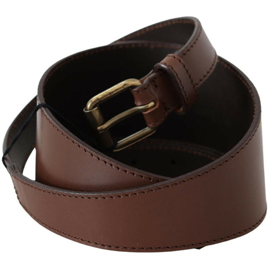 PLEIN SUD Chic Brown Leather Fashion Belt with Bronze-Tone Hardware WOMAN BELTS PLEIN SUD Dark Slate Gray