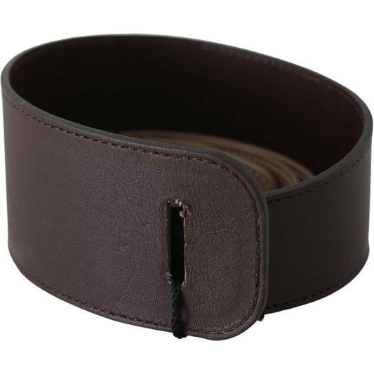 GF Ferre Elegant Dark Brown Braided Leather Belt WOMAN BELTS GF Ferre Dark Slate Gray