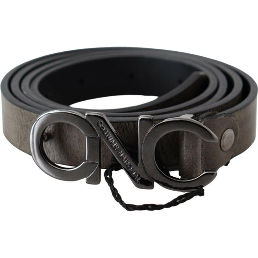 Costume National Elegant Dark Brown Leather Belt Costume National Dark Slate Gray
