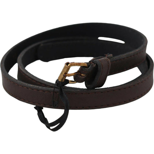 MILA SCHÖN Elegant Brown Leather Fashion Belt with Gold-Tone Buckle MILA SCHÖN Black