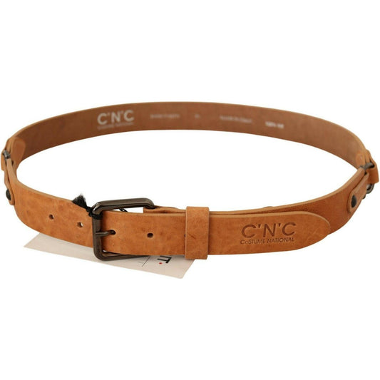 Costume National Elegant Light Brown Fashion Belt with Black-Tone Buckle Costume National Sienna