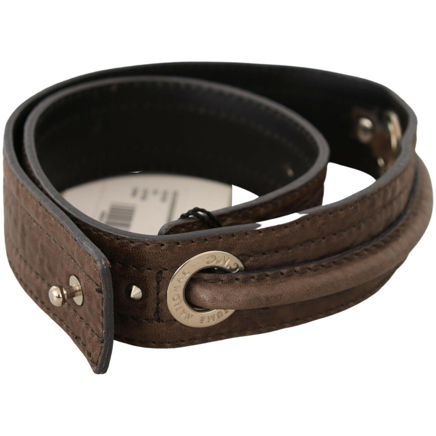Costume National Brown Leather Silver Fastening Belt