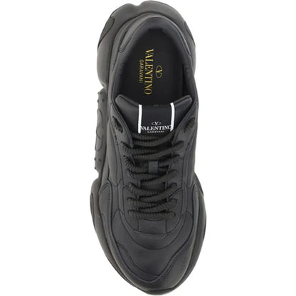 Valentino Black Calf Leather Garavani Sneakers
