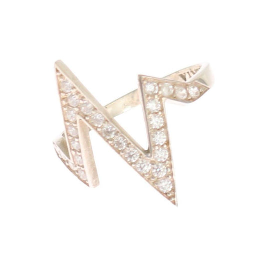 Nialaya Radiant Silver Crystal Encrusted Ring Ring Nialaya Light Gray