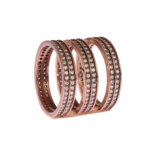 Nialaya Dazzling Pink Gold Plated CZ Crystal Ring Ring Nialaya Rosy Brown