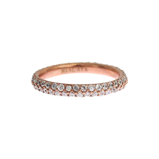 Nialaya Chic Pink Crystal-Encrusted Silver Ring Ring Nialaya Rosy Brown