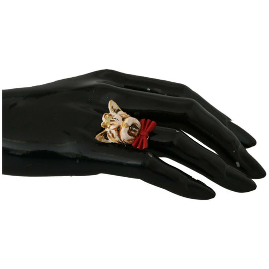 Dolce & Gabbana Elegant Canine Charm Women's Ring Dolce & Gabbana Black