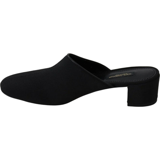 Dolce & Gabbana Black Grosgrain Slides Sandals Women Shoes WOMAN SANDALS