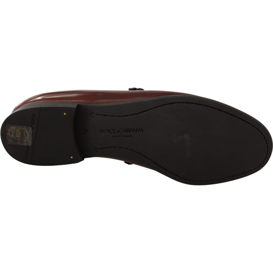 Dolce & Gabbana Elegant Bordeaux Leather Loafers Dolce & Gabbana Black