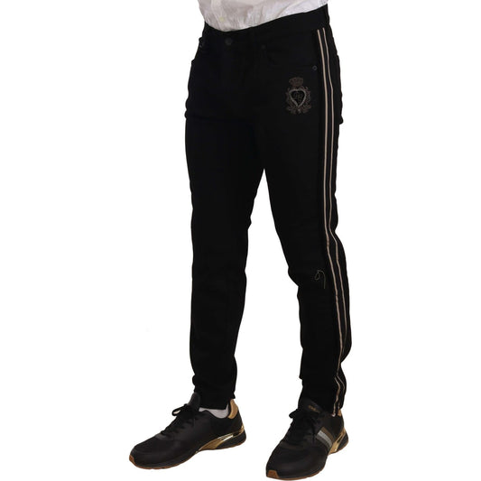 Dolce & Gabbana Black Skinny Fit Denim Side Band Jeans Pant Jeans & Pants