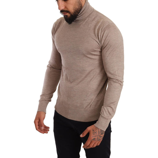 Dolce & Gabbana Beige Turtleneck Cashmere-Silk Blend Sweater Dolce & Gabbana Dim Gray