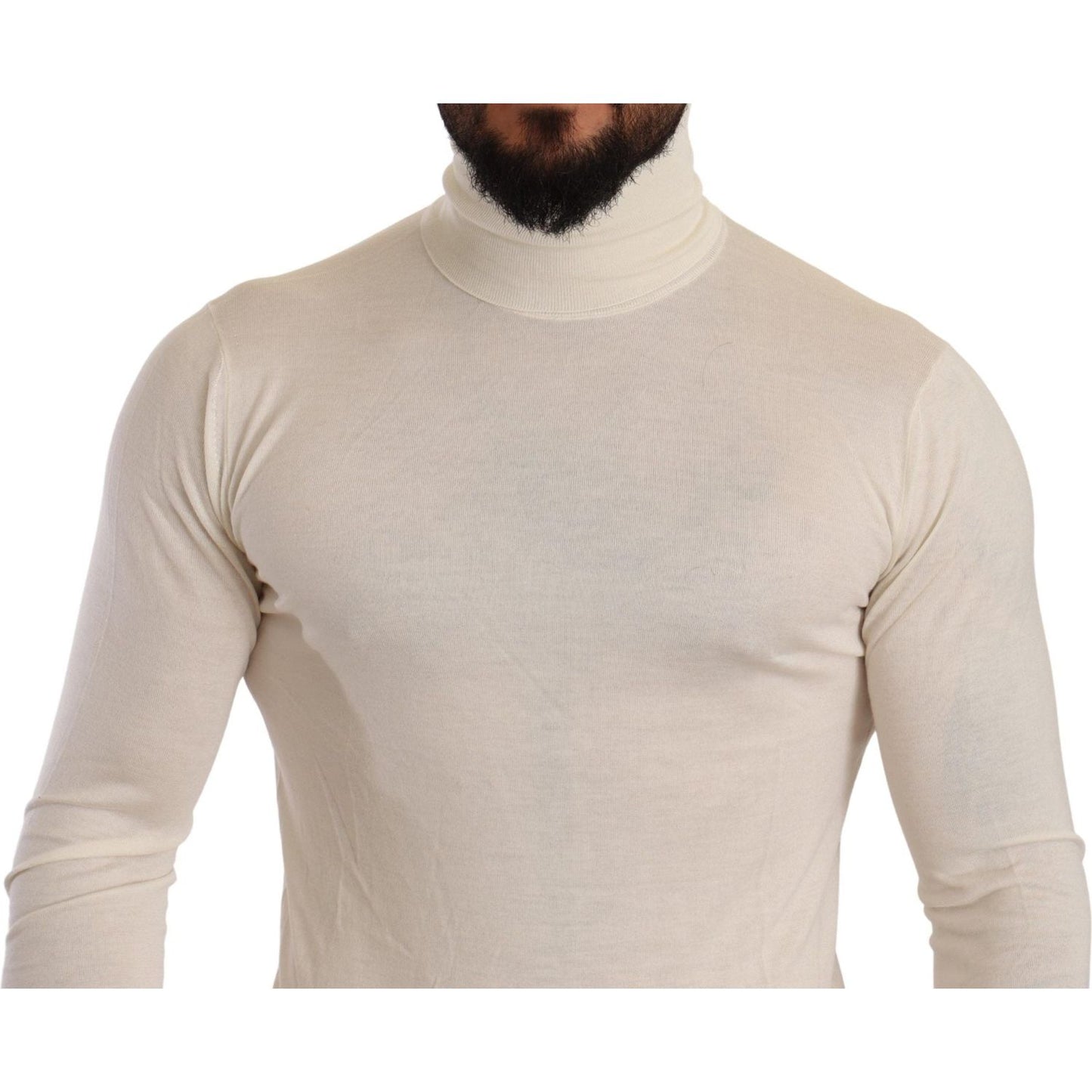 Dolce & Gabbana Cream Cashmere Turtleneck Pullover Sweater