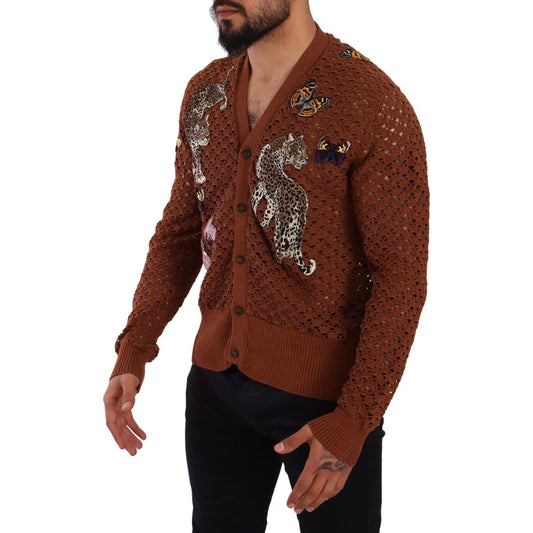 Dolce & Gabbana Refined Elegance Multicolor Embroidered Cardigan MAN SWEATERS Dolce & Gabbana Dark Slate Gray