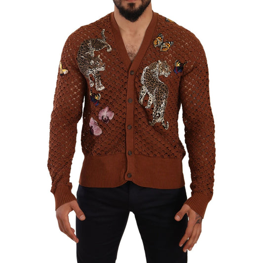 Dolce & Gabbana Refined Elegance Multicolor Embroidered Cardigan MAN SWEATERS Dolce & Gabbana Dark Slate Gray